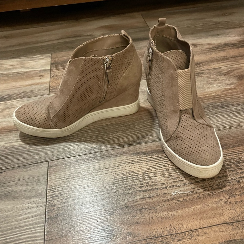 Tan Wedge Ankle Booties